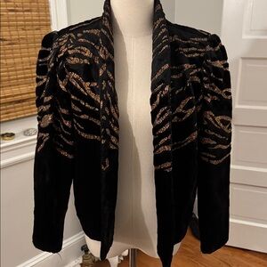 Vintage velvet jacket with rose gold glitter detail Made in France